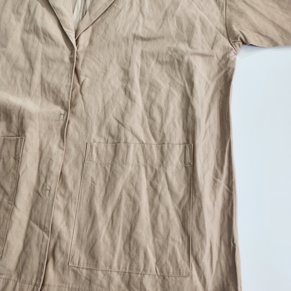 Eileen Fisher Women's Size L Oversized jacket Tan Organic Cotton Blend 01 - Picture 8 of 14